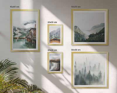 Framed photo set Mountain landscapes, houses, water