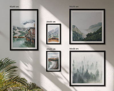 Framed photo set Mountain landscapes, houses, water