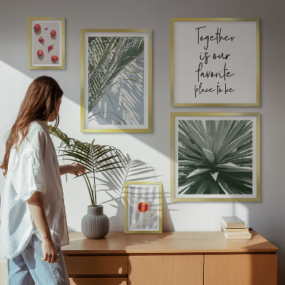 Set of 5 wall art pieces Boho style, plants, fruits, tropics