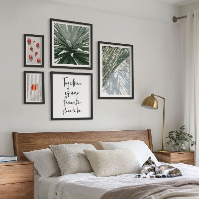 Set of 5 wall art pieces Boho style, plants, fruits, tropics