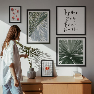 Set of 5 wall art pieces Boho style, plants, fruits, tropics