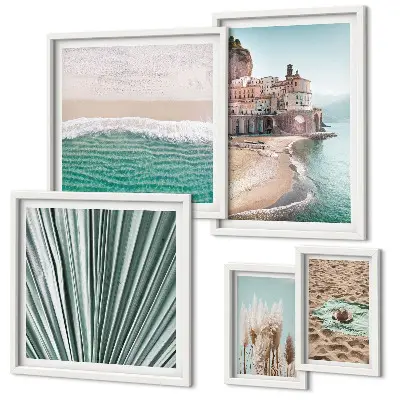 Set of 5 seaside wall art pieces stylish views