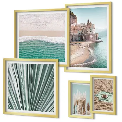 Set of 5 seaside wall art pieces stylish views