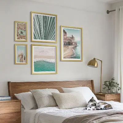Set of 5 seaside wall art pieces stylish views