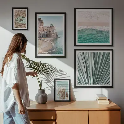 Set of 5 seaside wall art pieces stylish views