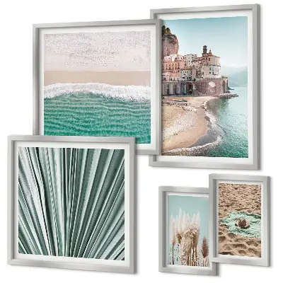 Set of 5 seaside wall art pieces stylish views