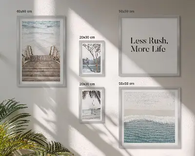 Framed photo set beaches, peace, and sea views