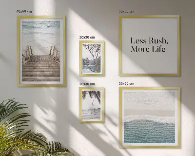 Framed photo set beaches, peace, and sea views