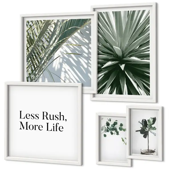 Set of 5 modern green leaf wall art pieces modern wall decorations