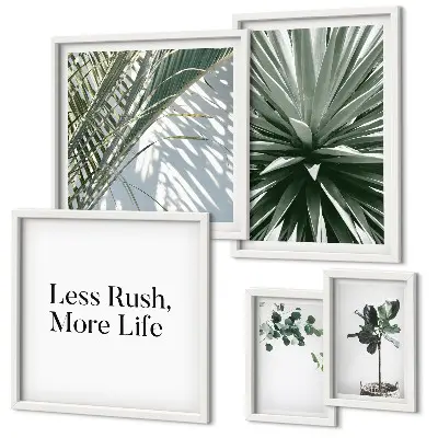 Set of 5 modern green leaf wall art pieces modern wall decorations