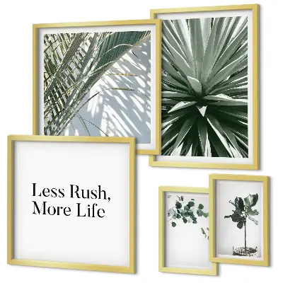 Set of 5 modern green leaf wall art pieces modern wall decorations