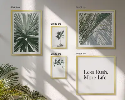 Set of 5 modern green leaf wall art pieces modern wall decorations