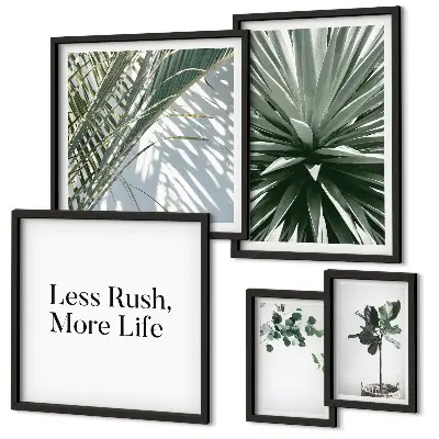 Set of 5 modern green leaf wall art pieces modern wall decorations