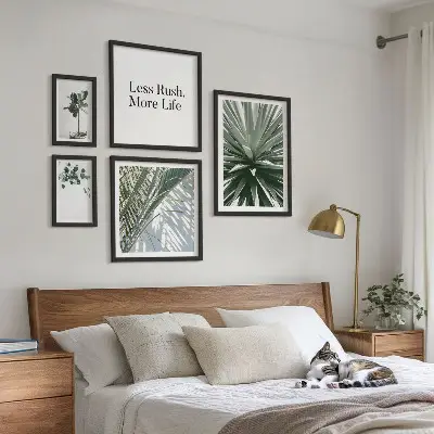 Set of 5 modern green leaf wall art pieces modern wall decorations