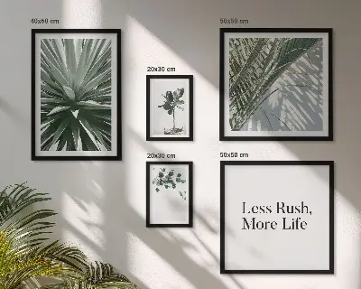Set of 5 modern green leaf wall art pieces modern wall decorations