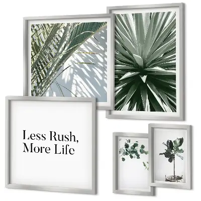 Set of 5 modern green leaf wall art pieces modern wall decorations