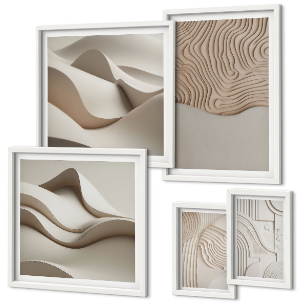 Set of 5 wall art pieces Abstract beige patterns