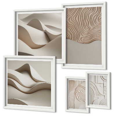 Set of 5 wall art pieces Abstract beige patterns