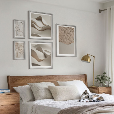 Set of 5 wall art pieces Abstract beige patterns