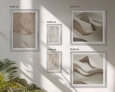 Set of 5 wall art pieces with abstract beige patterns