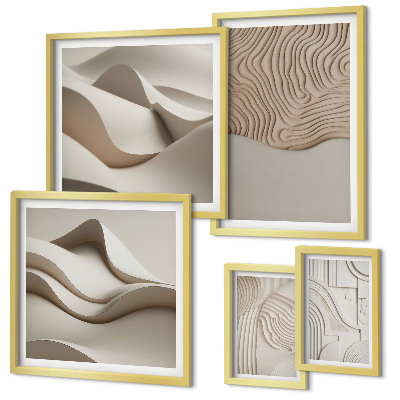 Set of 5 wall art pieces Abstract beige patterns