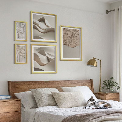 Set of 5 wall art pieces Abstract beige patterns