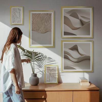 Set of 5 wall art pieces Abstract beige patterns
