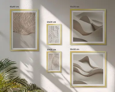 Set of 5 wall art pieces with abstract beige patterns