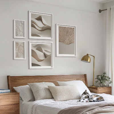 Set of 5 wall art pieces Abstract beige patterns