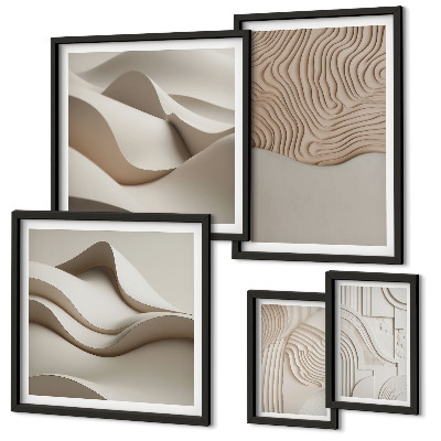 Set of 5 wall art pieces Abstract beige patterns