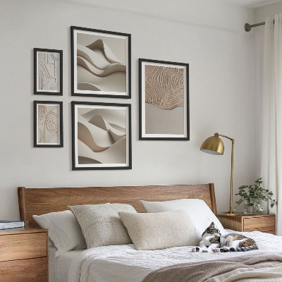 Set of 5 wall art pieces Abstract beige patterns