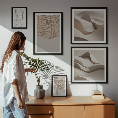 Set of 5 wall art pieces Abstract beige patterns