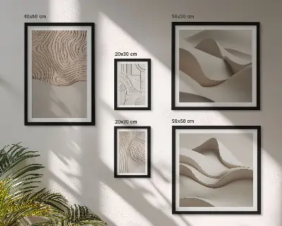 Set of 5 wall art pieces with abstract beige patterns