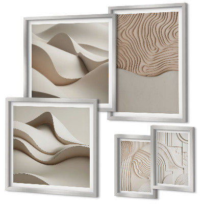 Set of 5 wall art pieces Abstract beige patterns