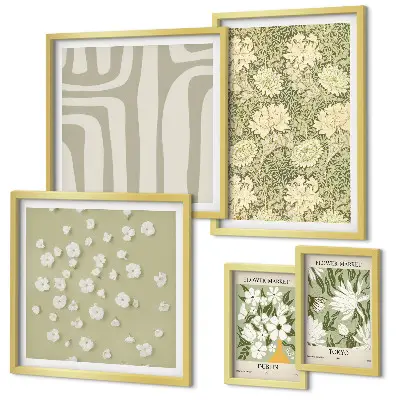 Boho floral gallery wall art set botanical plant and flower design