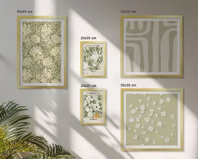 Boho floral gallery wall art set botanical plant and flower design