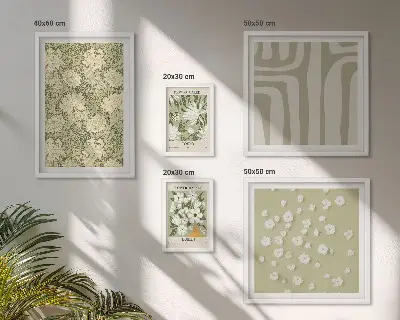 Boho floral gallery wall art set botanical plant and flower design