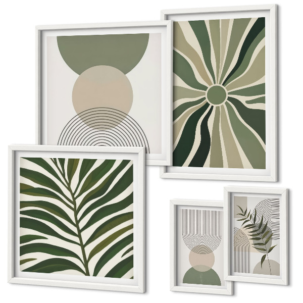 Framed photo set Stylish graphics with greenery