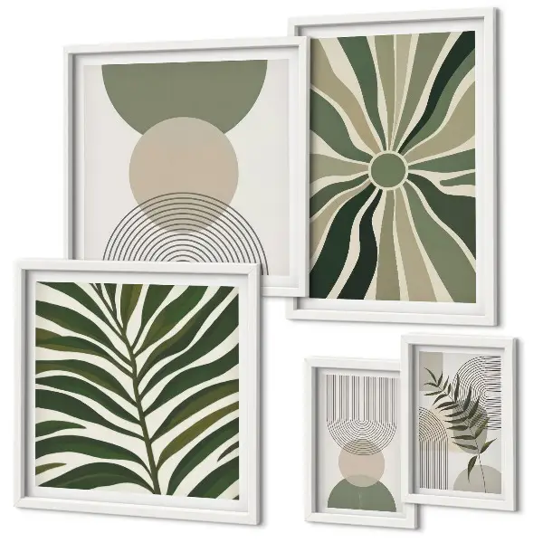 Framed photo set stylish greenery graphics
