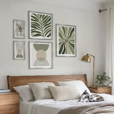Framed photo set stylish greenery graphics