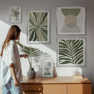 Framed photo set stylish greenery graphics