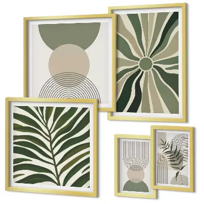 Framed photo set stylish greenery graphics