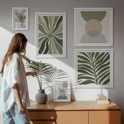 Framed photo set stylish greenery graphics