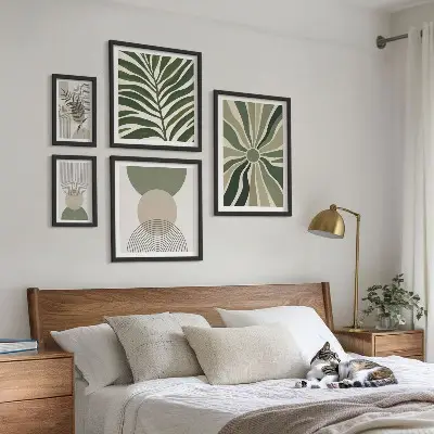Framed photo set stylish greenery graphics