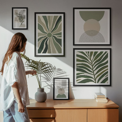Framed photo set Stylish graphics with greenery