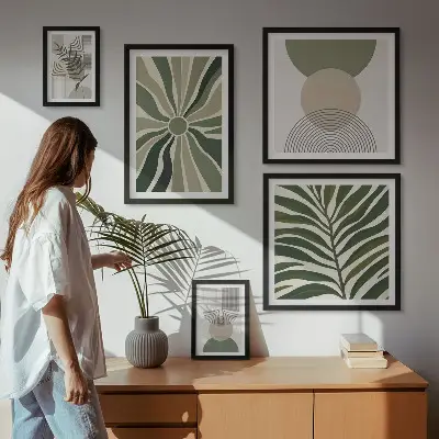 Framed photo set stylish greenery graphics