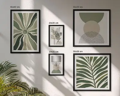 Framed photo set stylish greenery graphics