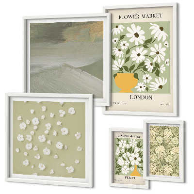 Set of 5 wall art pieces Floral urban motifs
