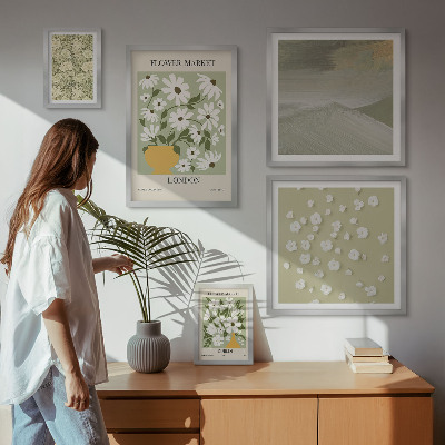 Set of 5 wall art pieces Floral urban motifs
