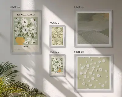 Set of 5 floral urban motif wall art pieces 